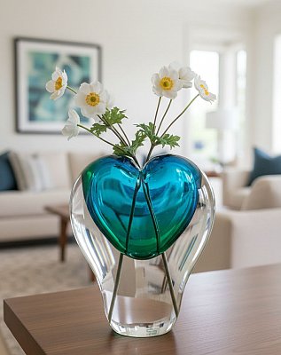 Skleněná váza Srdce Doprodej - obrázek