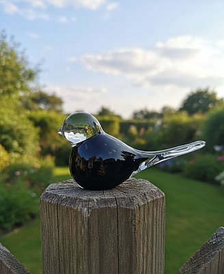 Skleněný ptáček Křišťál černý - obrázek