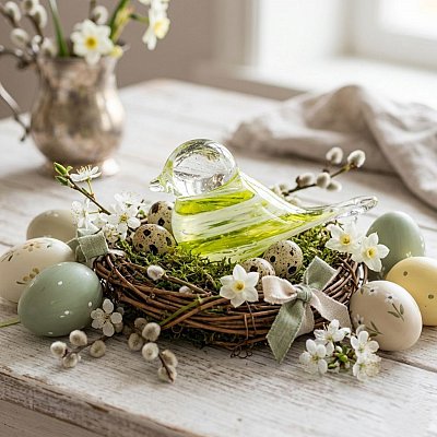 Skleněný ptáček zelený - obrázek